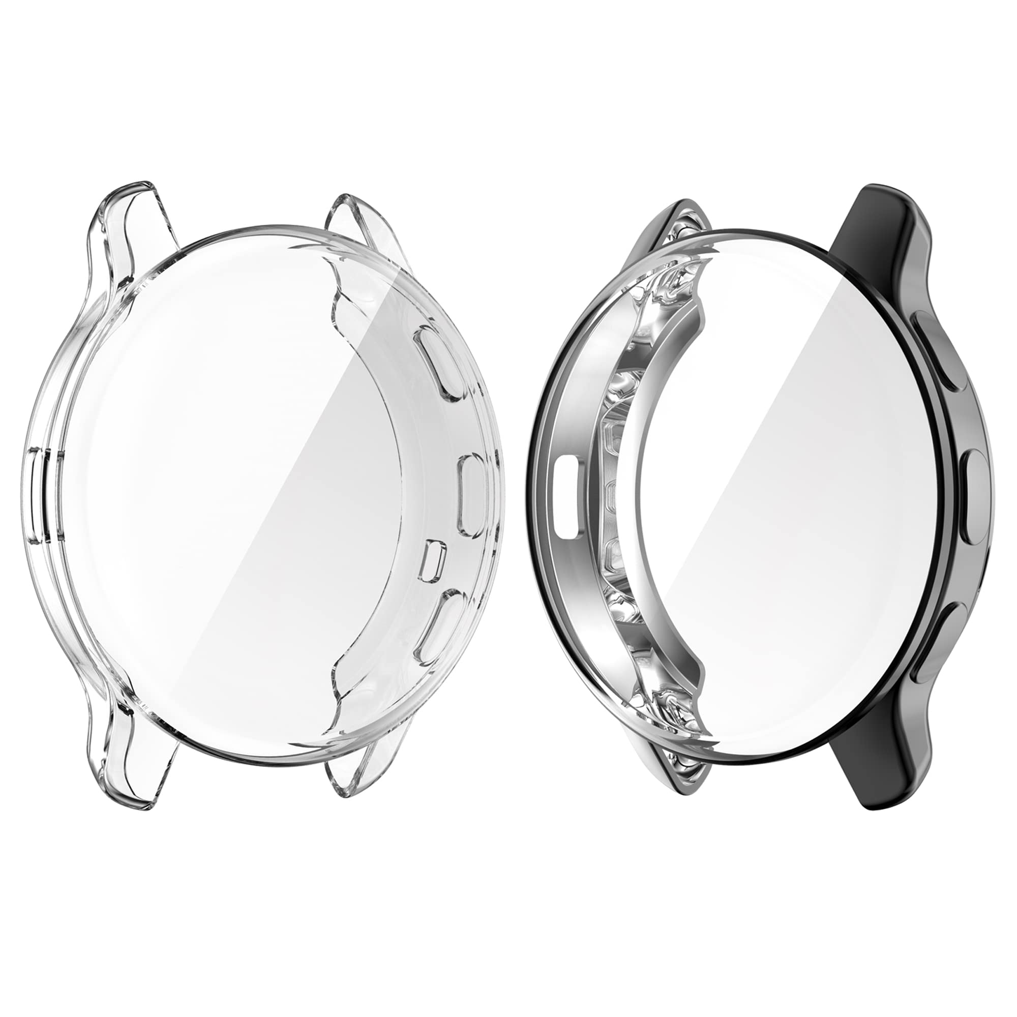 Chofit Cases Compatible with Garmin Venu 2 Plus 43mm Case, Screen Protector Film TPU Plated Protective Case Cover Armor Shell for Venu 2 Plus (Black+Clear)