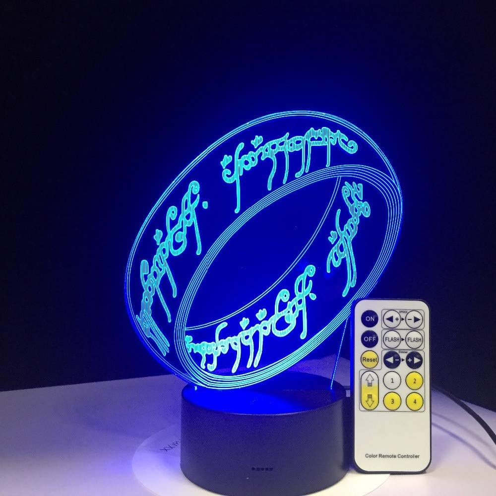 Sykdybz Lord of The Rings 3D Lamp 7 Colors Kids Gift Touch Night Light for Children Holiday 3D Illusion Desk Lamp Movie Memory Present