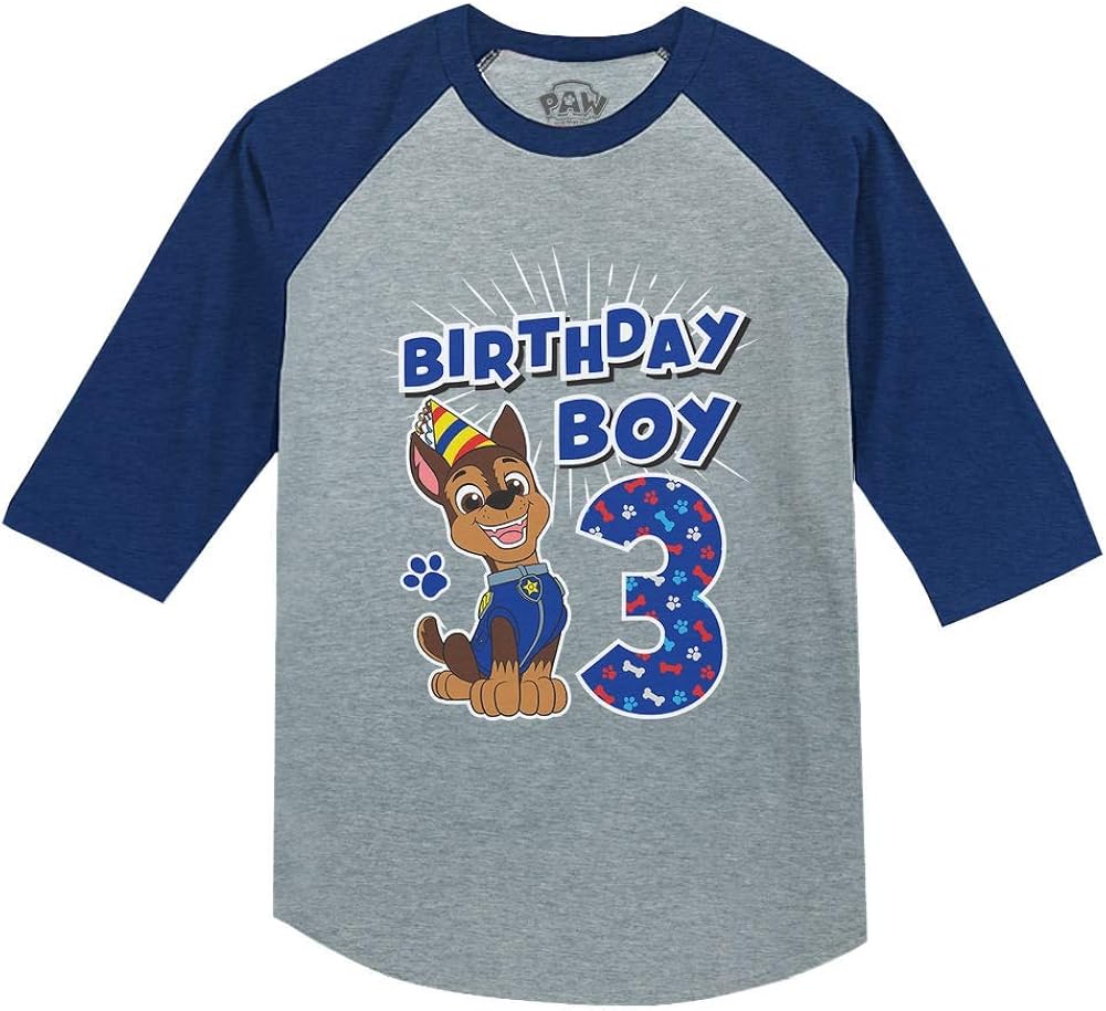 Download Amazon Com Paw Patrol Chase Boys 3rd Birthday 3 4 Sleeve Baseball Jersey Toddler Shirt Clothing