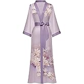 Women's Silk Kimono Robes Long Bathrobes Female Sleepwear Floral Print Wedding Robe Nightgown Satin Bridesmaid Robes