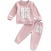 vchoohce Baby Girl Sister Matching Outfit Long Sleeve Lil/Big Sis Letter Print Sweatshirt Top Pants 2Pcs Fall Winter Clothes