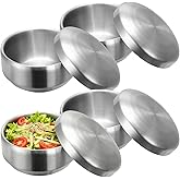 OMISTAR 4 Pcs Soup Rice Bowl, 4.9 in Stainless Steel Korean Rice Bowl with Lids, Double-Walled Salad Bowls, Insulated Serving Bowls Set for Home, Restaurant Use, 12CM