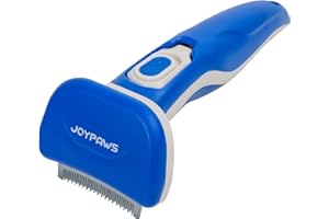 JOYPAWS Upgraded Pet Self Cleaning Curved Deshedding Tool, Effectively Reduces Shedding by Up to 95%, Professional Grooming Brush for Small Dogs, Cats and Other Small Animals Blue S