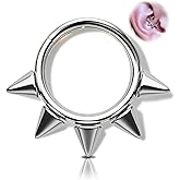 Melighting Titanium Septum Ring 16G Spike Septum Jewelry Titanium Daith Piercing Jewelry SpikeCartilage Earring Tragus Piercing Jewelry for Women