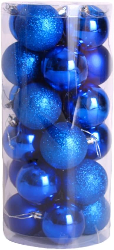 Chic Chic 24pcs Boules De Noël Pour Décoration De Noël 4cm Mats Et Brillantes Sapin Arbre De Noël Bleu