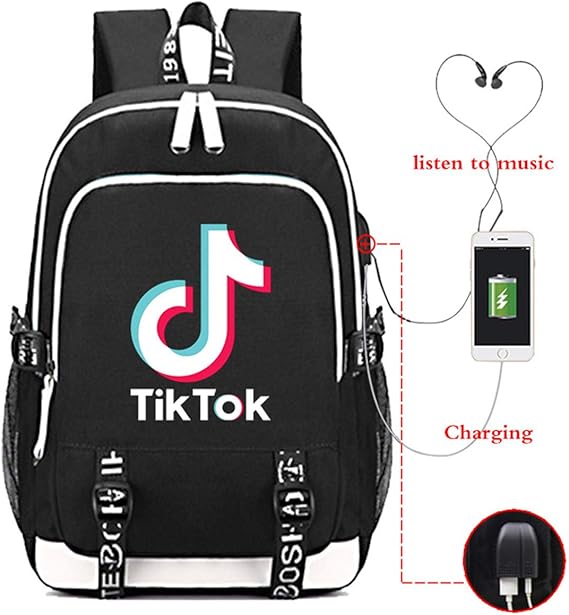 BallZY TIK Tok BackpackTravel Laptop Bag with USB Charging&Earphone