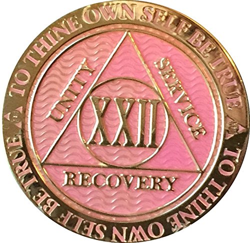 Recoverychip 22 Year AA Medallion Reflex Pink Gold Plated Chip