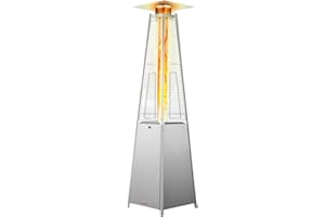 VEVOR Patio Heater for Outdoor Use, 48000BTU Pyramid Propane Heater w/Wheels, Quartz Glass Tube Outdoor Patio Flame Heater fo