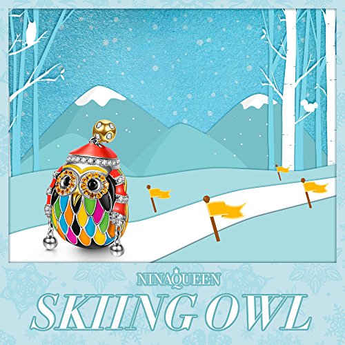 NINAQUEEN Skiing Owl 925 Sterling Silver Multicolor Enamel Happy Family Animal Charms for Pandöra Bracelets Necklace Birthday Anniversary Jewelry Gifts for Women Wife Her Girls Daughter - Thumbnail 5