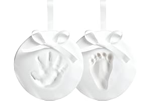 Reece Studio Baby Handprint and Footprint Christmas Ornament Kit, DIY Clay Keepsake for Newborns, Gender Neutral Holiday Gift for New or Expecting Parents, 2 Pack