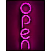Open Signs for Business,LED Neon Open Sign,16x6 inch Lighted Sign for Restaurants Offices Retail Shops Window Storefronts,12V/1A Power Supply,with ON/OFF Switch (Vertical Rose Red)