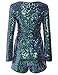 ROMWE Women's Long Sleeve V Neck Sequin Bodycon Party Romper Dress