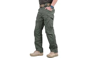 TACVASEN Men's Cargo Work Trousers Military Tactical Combat Pants Lightweight Outdoor Hiking Casual Pants with 9 Pockets