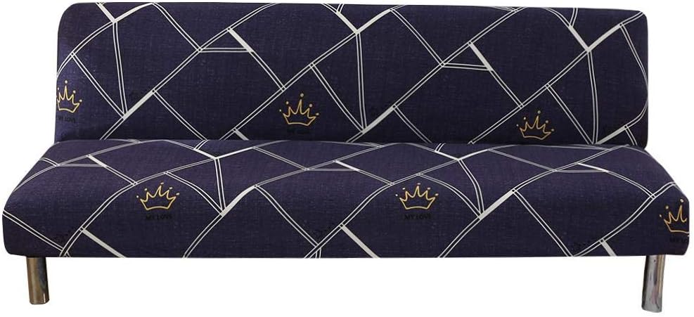 Armless Sofa Bed Cover Polyester Spandex Stretch Futon Slipcover Protector 3 Seater Elastic Full Folding Couch Sofa Shield fits Folding Sofa Bed Without Armrests