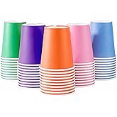 Cadeaux4U 50 Pieces Disposable Paper Cups Rainbow Party Cups for Party, Weddding and Holiday, 5 Colors,9 Ounce