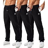 Minorlee Mens Joggers with Zipper Pockets Open Bottom Sweatpants for Men 3 Pack Lightweight Track Pants Men for Workout,Gym