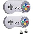 2 Pack Wireless SNES USB Controller for Retro PC Games, SNES Wireless Remote Game Pad Controller for Windows XP 7 8 Raspberry PI