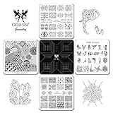 CICI&SISI Geometry Series Acrylic Nail Stamping Printing Plate Manicure Nail Art Decor Image Stamps Plate , 4 Pcs