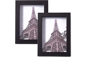 Muzilife 5x7 Shadow Box Frame 2-Pack Wood 3D Picture Frame with Glass Cover Display Case for Wall-Hanging or Free-Standing Picture Showcase, Black