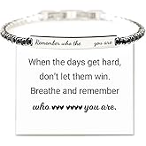 Someki Remember Who The F You Are Bracelet for Women Crystal Tennis Bracelets Energy Bracelet Engraved Inspirational Little Words Holiday Christmas Gifts for Women Men