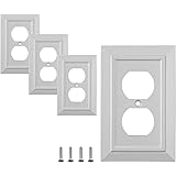 SleekLighting Classic White Outlet Covers Plate | 4 Pack Decorative Outlet Covers and Wall plates| Light Switch Covers Archit