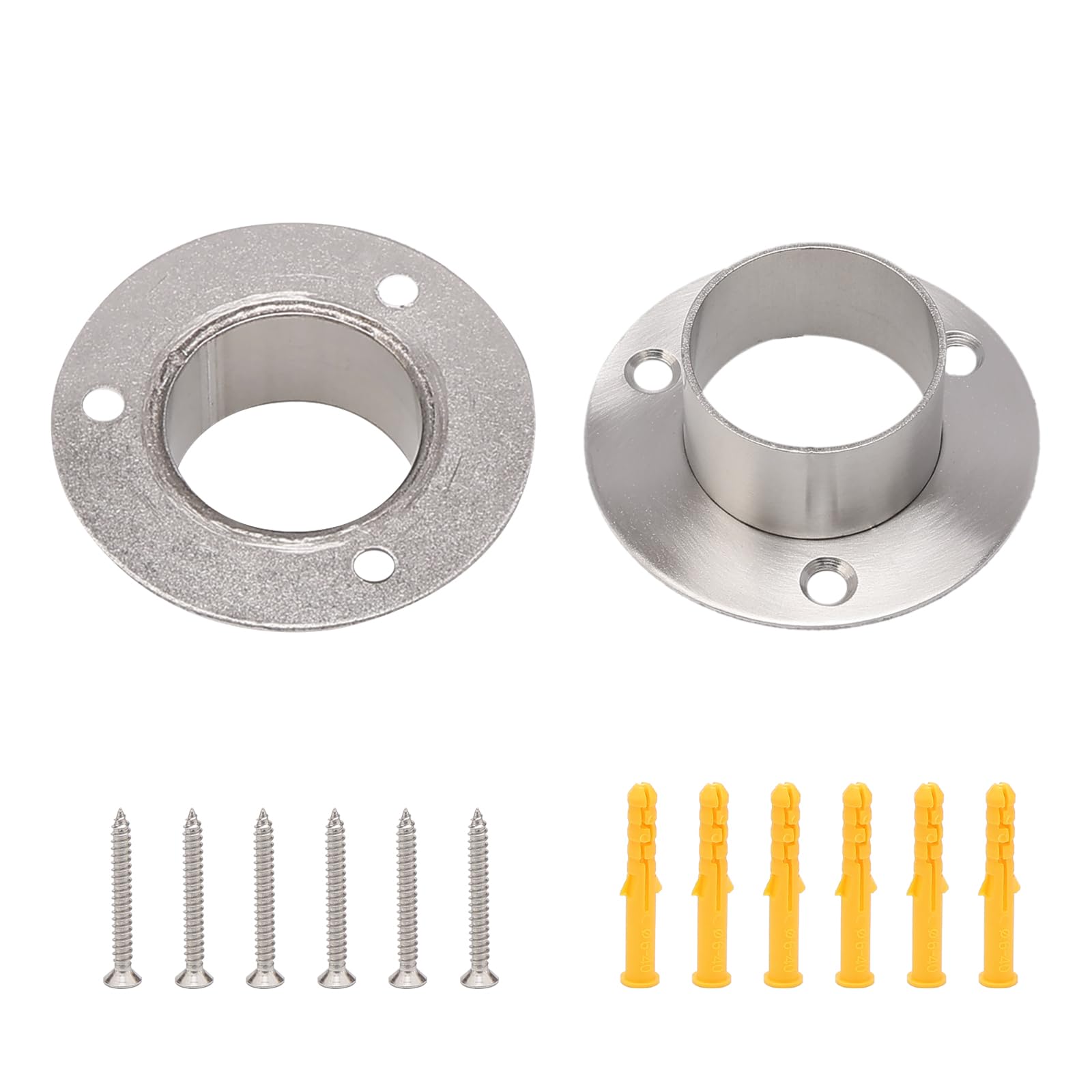 Unxuey Stainless Steel Closet Rod Flange Holder, Supports Flange Rod Holder for Diameter 1.5 inch (38mm) Steel Pipe, Pack of 2