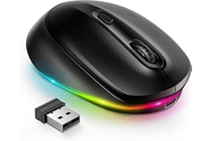 seenda Rechargeable Wireless Mouse -Light Up Mouse for Laptop, Small Cordless Mice with Quiet Click & LED Lights for Kids' Chromebook, Windows, Mac PC Computer - Black