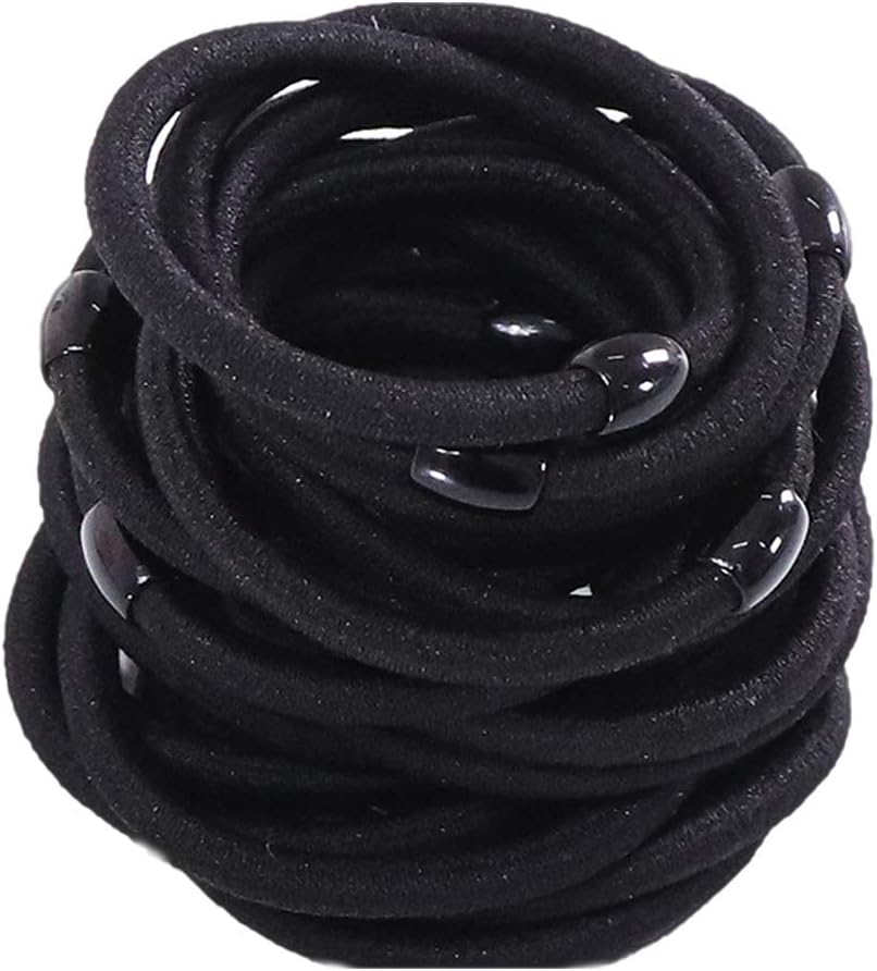 Black Elastic Hair Bands Thick Seamless Hair Bands, 120 black (Round Beads) Hair Bands, Rrubber Bands, Hair Ring Ties Ponytail Holders Headband Scrunchies Hair Accessories for Thick Hair