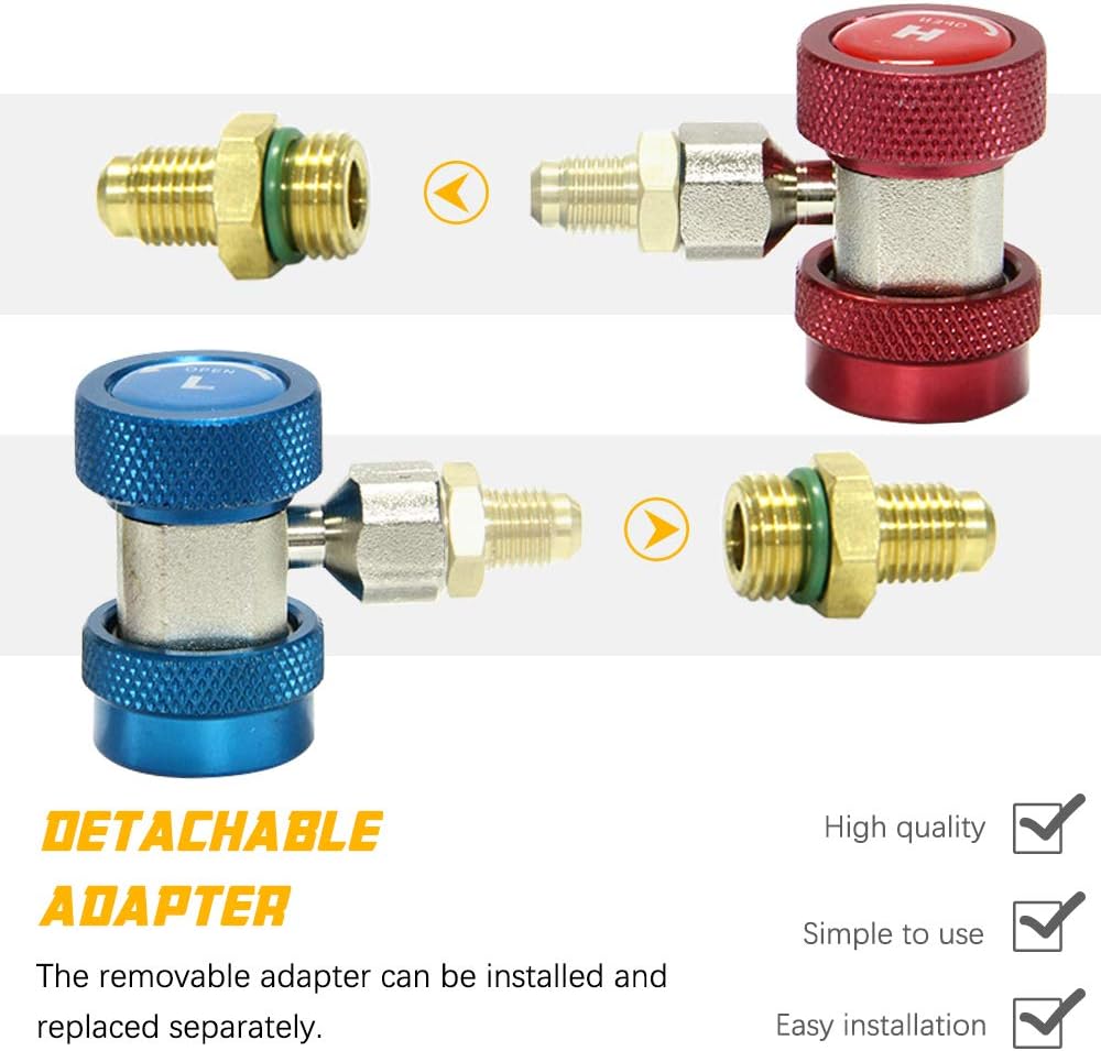 Apeixoto AC R134A Adapter Fittings Adjustable R134A R-134A Connector 1/4 Inch Quick Connector with Manifold Gauge Set: Automotive