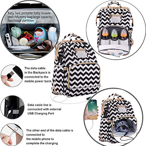 3 in 1 Diaper Bag Backpack with Changing Station, Foldable Baby Travel