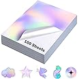 QiXin 100 Sheets Holographic Sticker Paper 8.5 x11 inch for Inkjet Printer & Laser Printer US letter size Holographic Printable Vinyl Rainbow Sticker Printer Paper Adhesive Waterproof Vinyl