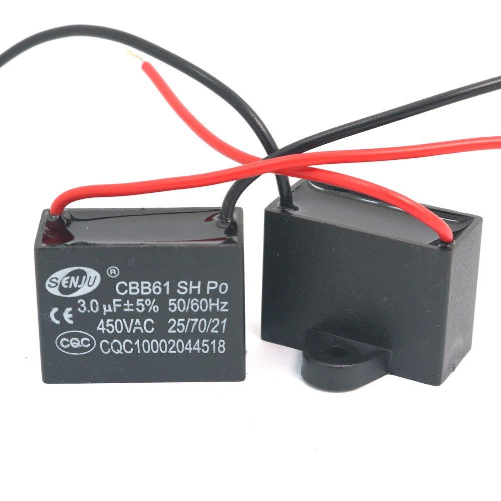DollaTek 2Pcs CBB61 3uF 450V AC 50/60Hz Air Conditioner Fan Motor Running Capacitor