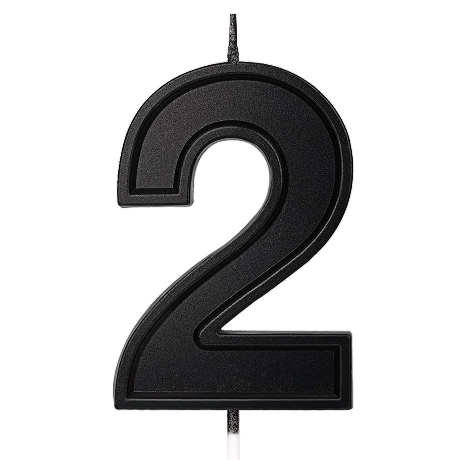 LUTER 2.76 Inch Number Birthday Candles, 3D Diamond Shape Birthday Cake Candles Cake Topper Decoration for Wedding Anniversary Graduation Party Kids Adults (Black)(2)