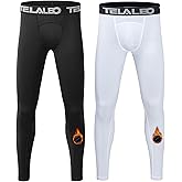 1 or 2 Pack Boys Thermal Compression Leggings Pants Youth Fleece Lined Base Layer Tights Cold Weather Gear
