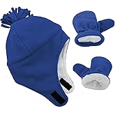 Century Star Baby Fleece Hat Warm Earflap Kids Caps Toddler Boys Winter Hat and Mitten Set