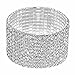 Janefashions Vegas Clear White Austrian Rhinestone Crystal Tennis Stretch Bangle Bracelet Cuff Party Bridal Evening Wear 15 Row 10 Row 5 Row 3 Row Silver Gold B820 (10-Row Silver)
