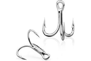 Natufish Treble Fishing Hooks 4X Strong 10Pcs/25Pcs Triple Hooks Sharp Barbed/High Carbon Steel/Round Bend for Lures Freshwater Saltwater
