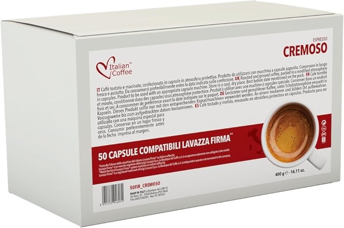 Italian Coffee capsules compatible with RIVO machines (Cremoso, 50)