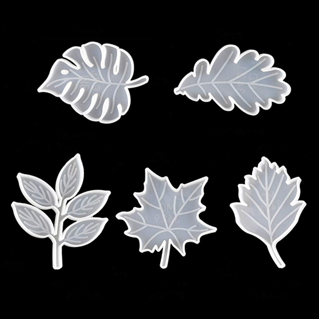 Unknown Brand Maple Leaf Coaster Mould, 5Pcs/Set, Silicone, Resin Leaves Mold, DIY Cup Pad Making, Home Decoration, Gifts