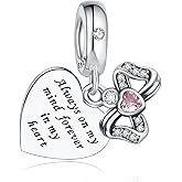 CLYQCL 925 Sterling Silver Charms Fit Pandora Charms Bracelet God Has You In His Arms I Have You In My Heart Fit Wife Daughter Mother's Day Christmas Birthday Gift