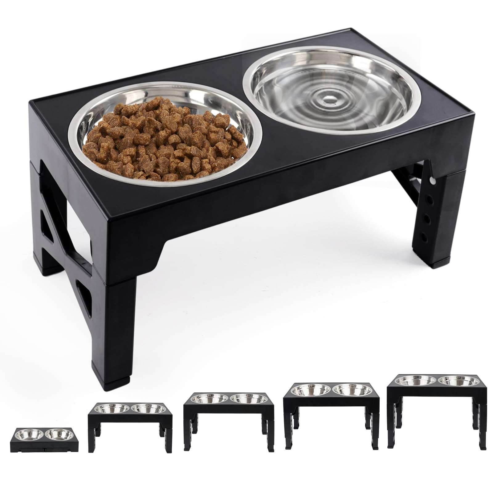 Dog Feeding Bowl Raised Dog Bowl Stand with 2 Stainless Steel Dog Bowls for Cats and Dogs Pet Feeder Bowls with Anti Slip Feet Double Feeder High Stand for Small Medium and Large Dogs Cats