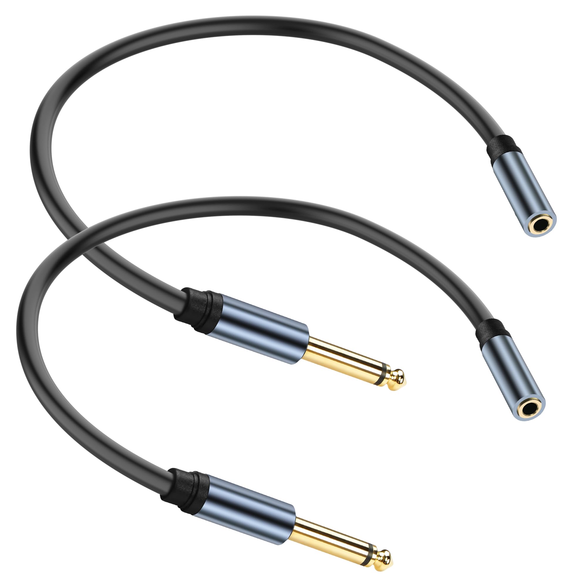 JSADZKJ 1/4" to 1/8" Adapter Cable 3.5mm Stereo TRS to 6.35mm Mono TS Audio Jack Adapter Converter, 6.35mm 1/4 inch Male to 3.5mm 1/8 inch Female Audio Cable for Mixer Guitar Amplifier 30cm