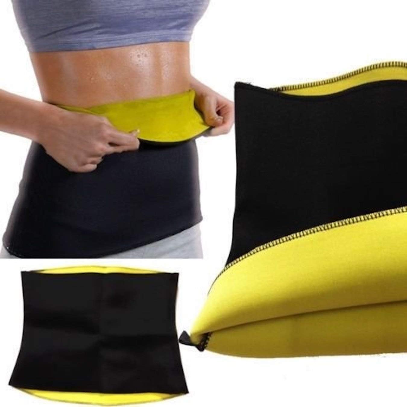 SECRETDRESSING Intensive Sauna Shaping Belt - Flat Stomach - Includes Mini Bourjois Eau De Gloss (Size S to 3XL), black, M