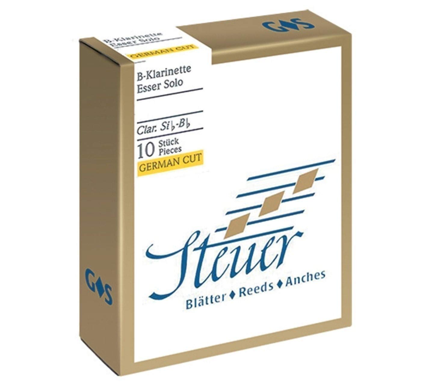 Steuer 738014 Reeds BB-Clarinet Solo White Line, German Cut, 10 pcs, Size 2.5
