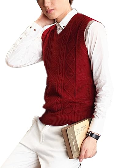 Amazon Co Jp メンズ ニットベスト Vネック セーター ビジネス カジュアル Vネック 無地 スリム セーター ベスト レイヤード 秋冬 Seranier 服 ファッション小物