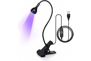 mlogiroa UV Light for Gel Nails 3W Mini UV Nail Lamp, with Gooseneck, 4 Levels Dimming, 365+395nm Wavelength, Portable Clamp with USB Charge, for Decoration DIY at Home Salon Manicure