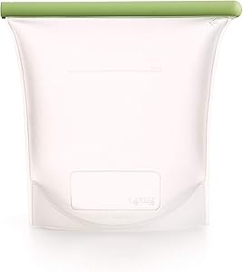 Lekue, 1500ml/6.35cups Reusable Silicone Bags for Airtight Food Storage and Sous Vide Cooking, 50 fl oz/ 6.25 Cups, Frost