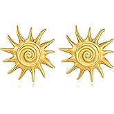 AOLIMI Chunky Gold Stud Earrings for Women Trendy Sun Earrings Hypoallergenic Earrings Fashion Jewelry