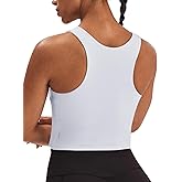 K-Swiss Longline Sports Bras for Women - Racerback Crop Tank Top Padded Scoop Neck Slim Fit Yoga Gym Workout Tops