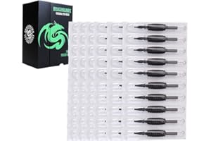 Dragonhawk 60 Counts Black Disposable Tattoo Tubes with Matching Assorted Pre-sterilized Tattoo Needles